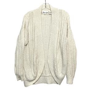 VTG Allison Smith White Acrylic Open Cardigan Sweater Womens M Classic Preppy